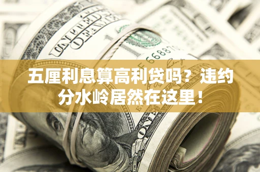 武汉五厘利息算高利贷吗？违约分水岭居然在这里！